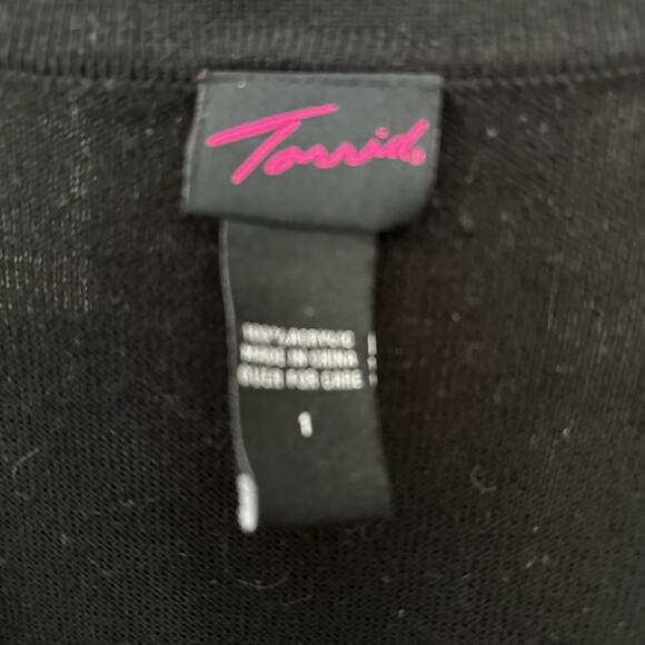 Torrid Y2K Vintage Sweater Womens 1X Solid Black Pullover V Neck Stretch - Picture 2 of 4
